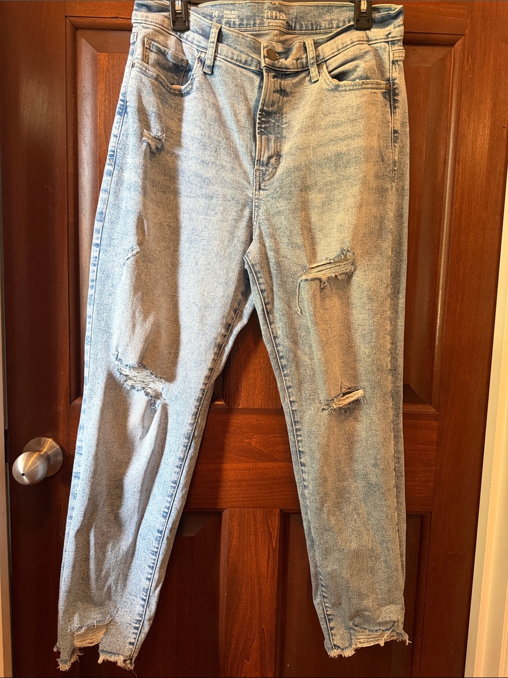 a.n.a Light Blue Distressed Boyfriend Jeans